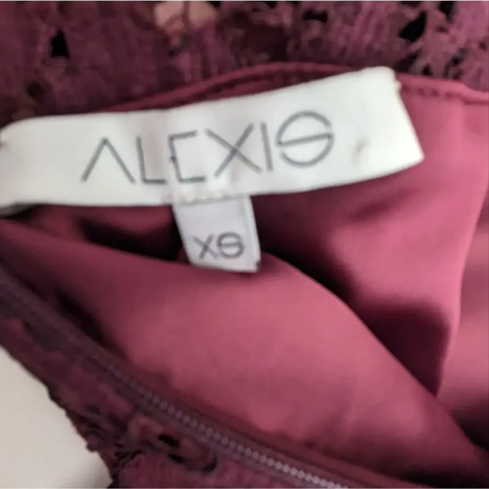 NWOT Alexis burgundy and black lace jumpsuit off shoulder holiday size X small